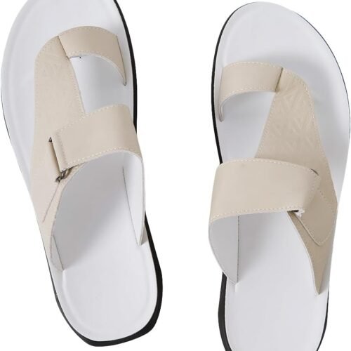 Men Leather Sandals Slides Beach Outdoor Style Round Toe Flip Flops Slip On Slides