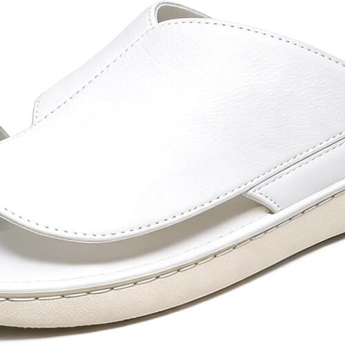 Men Beach Sandals Genuine Leather Material Comfortable Toe Post Design Easy Slip On Style Features Orthopedic Arch Support Ideal for Summer Vacations Casual Daily Walks