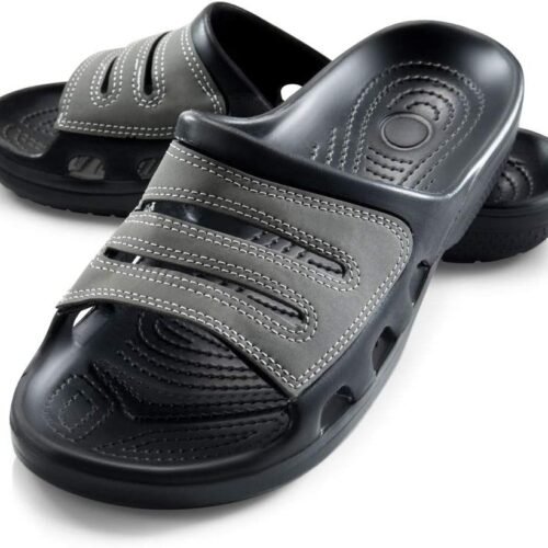 Men Slides Open Toe Slip Ons Waterproof Rubber Footwear Ideal for Beach Pool Gym Travel Wear