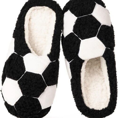 Men Sports Themed Slippers Warm Winter Home Footwear with Plush Lining Comfortable Memory Foam Slip Ons Non Slip Sole Design Suitable for Indoor Home Bedroom Wear
