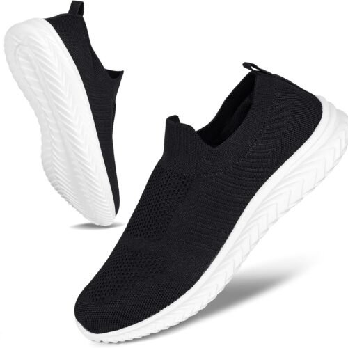 Slip On Walking Shoes Lightweight Breathable Non Slip Running Athletic Gym Tennis Sneakers