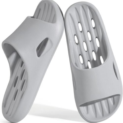 Men Shower Slides With Drainage Holes Quick Drying Bathroom Slippers Non Slip Style Suitable for Home Bedroom Pool Spa Guest Use College Dorms