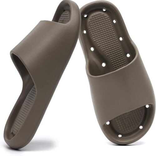 Men Shower Slides Foot Massaging Slippers Soft Cushioned Non Slip Pool Slides Comfortable Arch Support Quick Drying Design with Drainage Holes Bathroom Slippers