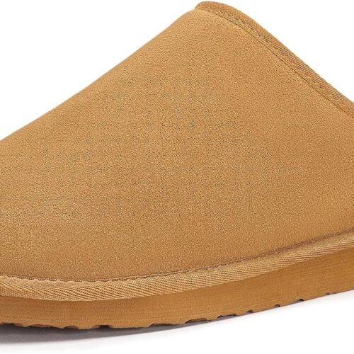 Men Winter Genuine Leather Slippers Comfortable Memory Foam Suede Materials Warm Fleece Lining Suitable for Indoor Outdoor Wear